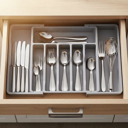 Elysian Cutlery Organizer | Extendable Design, Multi - Compartment - Hartwella