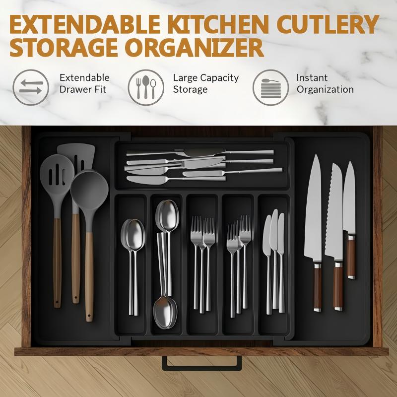 Elysian Cutlery Organizer | Extendable Design, Multi - Compartment - Hartwella
