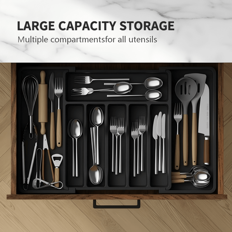 Elysian Cutlery Organizer | Extendable Design, Multi - Compartment - Hartwella