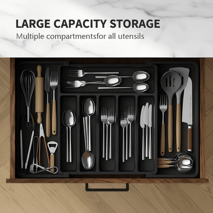 Elysian Cutlery Organizer | Extendable Design, Multi - Compartment - Hartwella