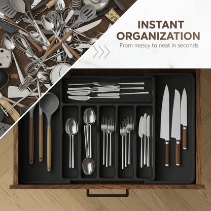 Elysian Cutlery Organizer | Extendable Design, Multi - Compartment - Hartwella