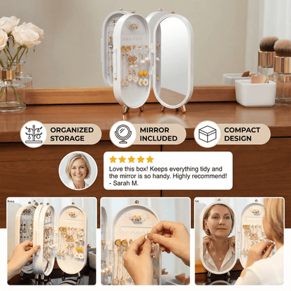 Elysian Jewelry Organizer | Elegant Travel Jewelry Case with Mirror - Hartwella