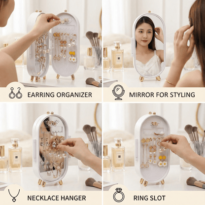 Elysian Jewelry Organizer | Elegant Travel Jewelry Case with Mirror - Hartwella