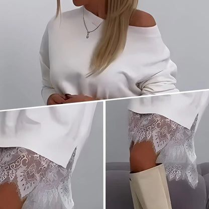 Elysian Midi Skirt | Lace Trim, Loose Fit - Hartwella