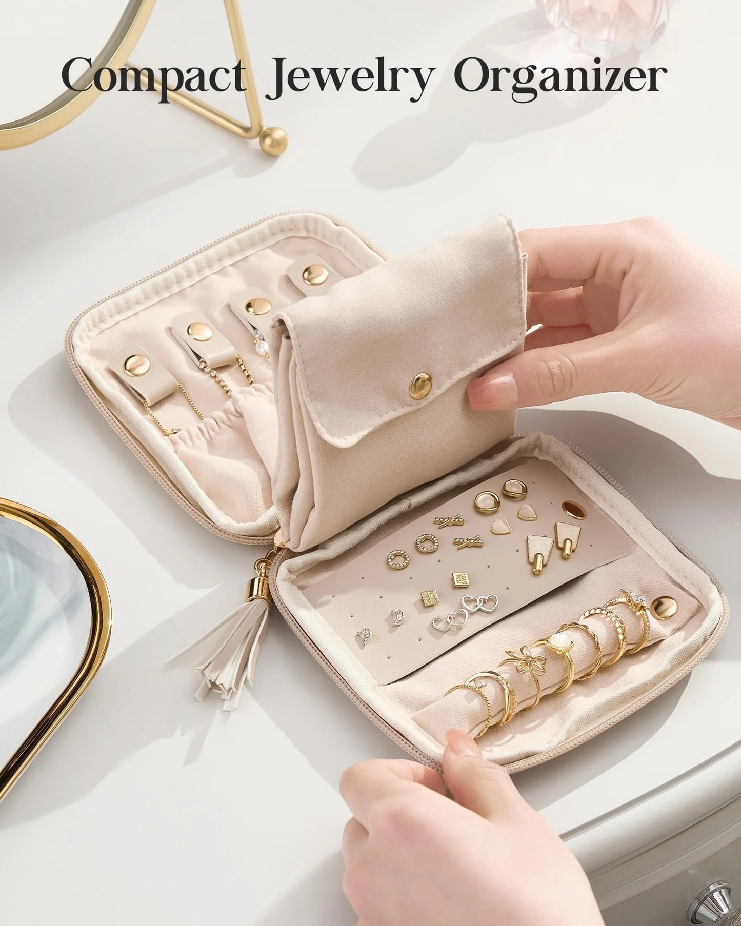 Elysian Travel Jewelry Pouch | Detachable Compartments, Velvet Lining - Hartwella