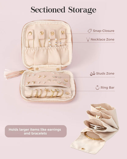 Elysian Travel Jewelry Pouch | Detachable Compartments, Velvet Lining - Hartwella