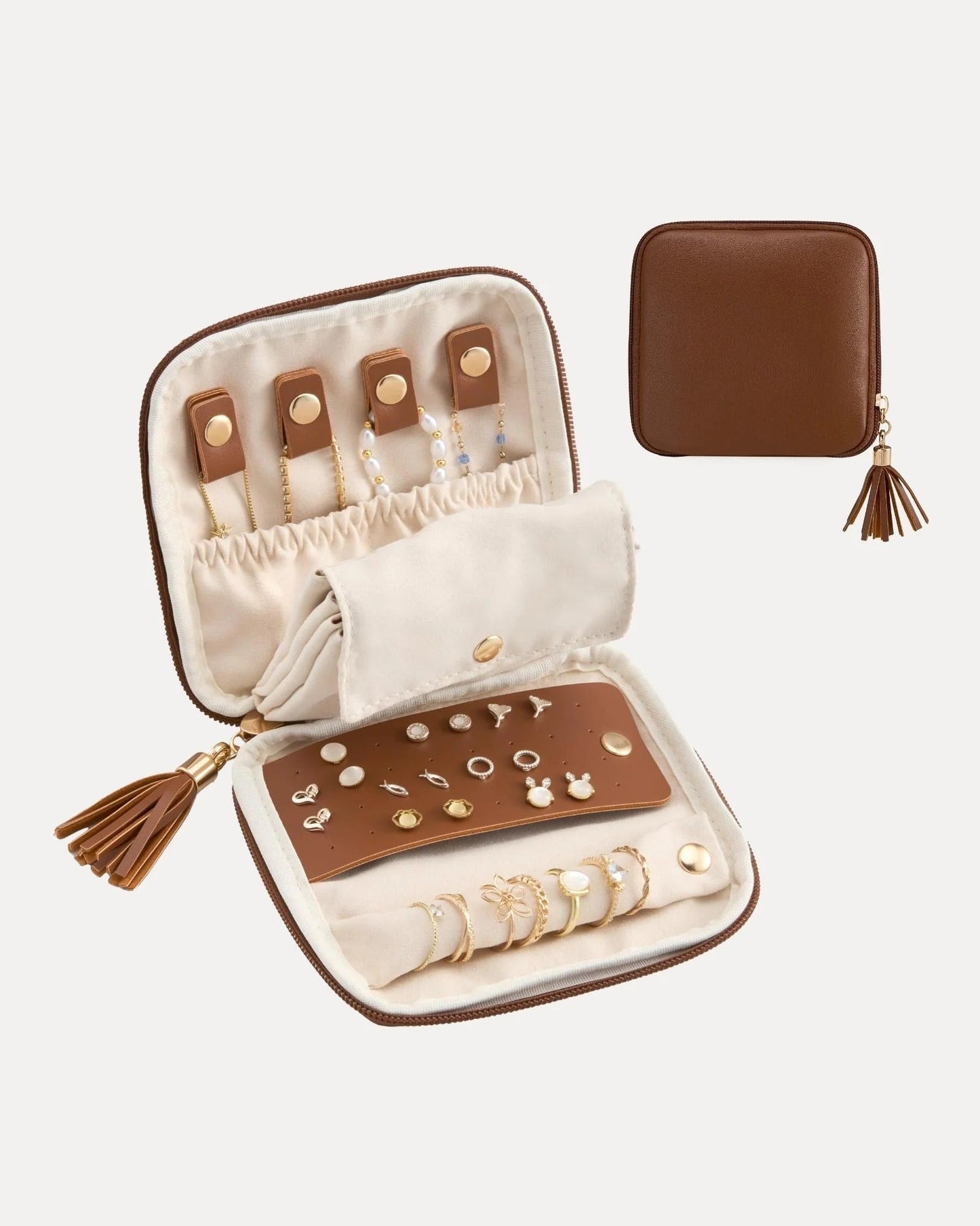 Elysian Travel Jewelry Pouch | Detachable Compartments, Velvet Lining - Hartwella