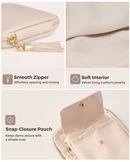 Elysian Travel Jewelry Pouch | Detachable Compartments, Velvet Lining - Hartwella
