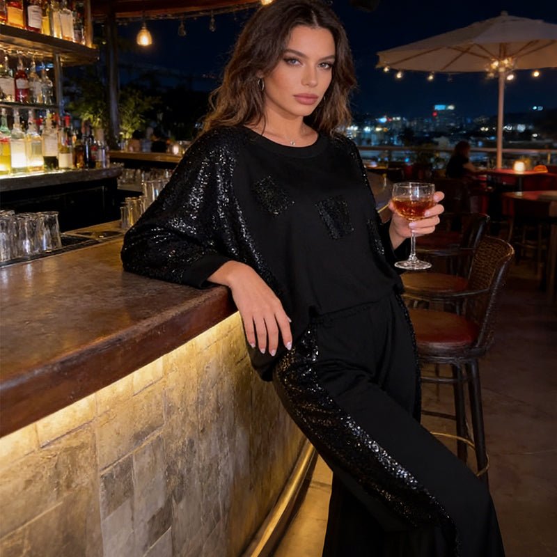 Elysian Two Piece Set | Casual Sequin Matching Set for Women - Hartwella