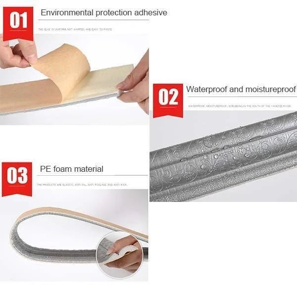 Elysian Wall Edging Strip | Self-Adhesive PE Foam, 3D Embossed Design - Hartwella