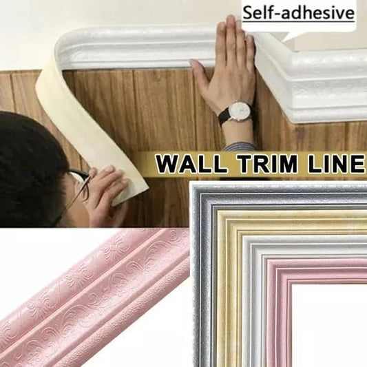 Elysian Wall Edging Strip | Self-Adhesive PE Foam, 3D Embossed Design - Hartwella