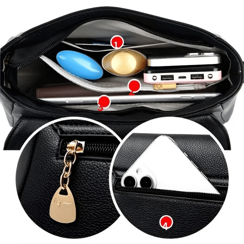Elysian Women's Handbag | Genuine Leather, Multi-Layer Design - Hartwella