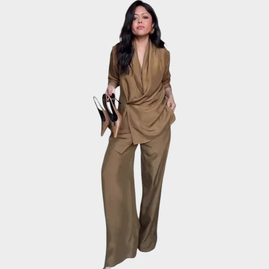 Elysian Wrap Set | Draped Top and Relaxed Trousers - Hartwella