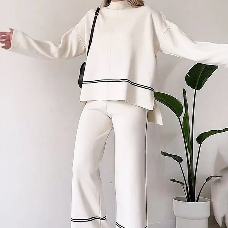 Fina Knitted Sweater Set | Stylish Wide-Leg Design - Hartwella