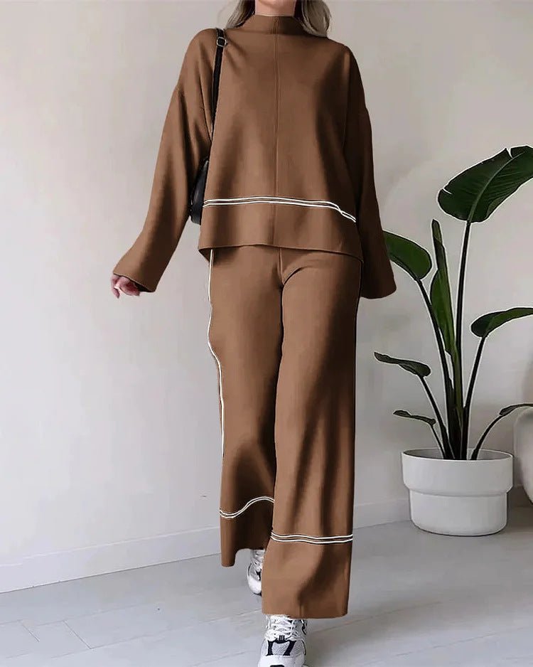 Fina Knitted Sweater Set | Stylish Wide-Leg Design - Hartwella