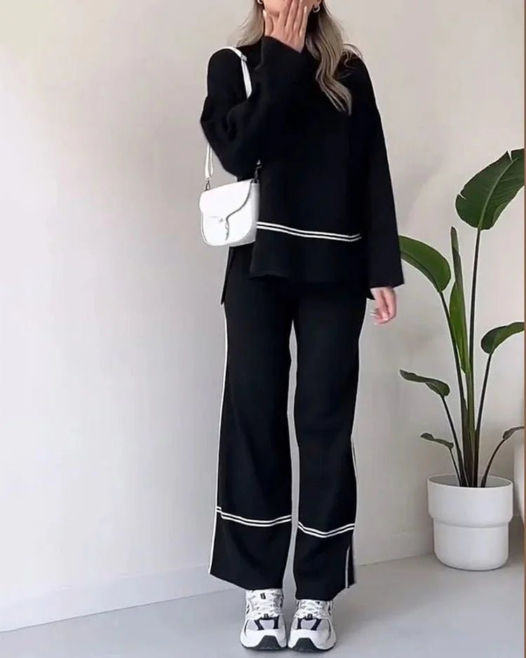 Fina Knitted Sweater Set | Stylish Wide-Leg Design - Hartwella