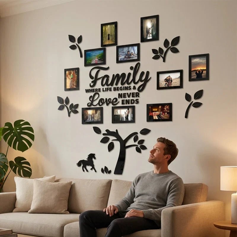 Fiora Family Tree Wall Art | 3D Acrylic Design with Integrated Photo Frames - Hartwella