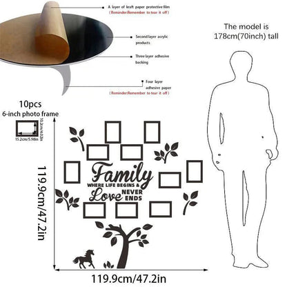 Fiora Family Tree Wall Art | 3D Acrylic Design with Integrated Photo Frames - Hartwella