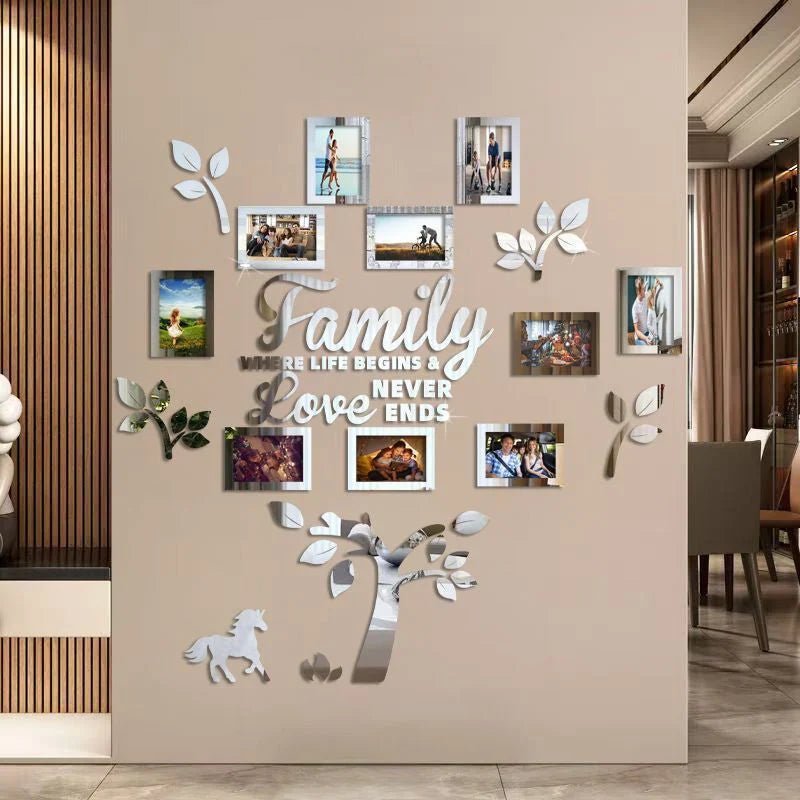 Fiora Family Tree Wall Art | 3D Acrylic Design with Integrated Photo Frames - Hartwella