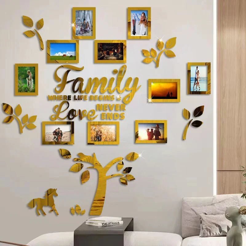 Fiora Family Tree Wall Art | 3D Acrylic Design with Integrated Photo Frames - Hartwella