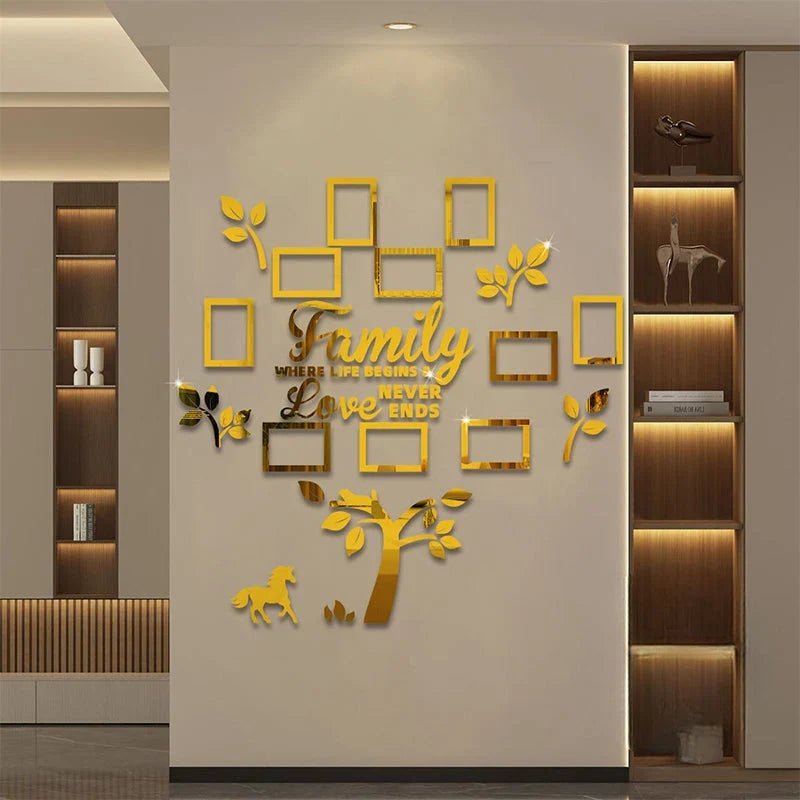 Fiora Family Tree Wall Art | 3D Acrylic Design with Integrated Photo Frames - Hartwella