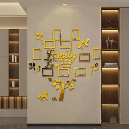 Fiora Family Tree Wall Art | 3D Acrylic Design with Integrated Photo Frames - Hartwella