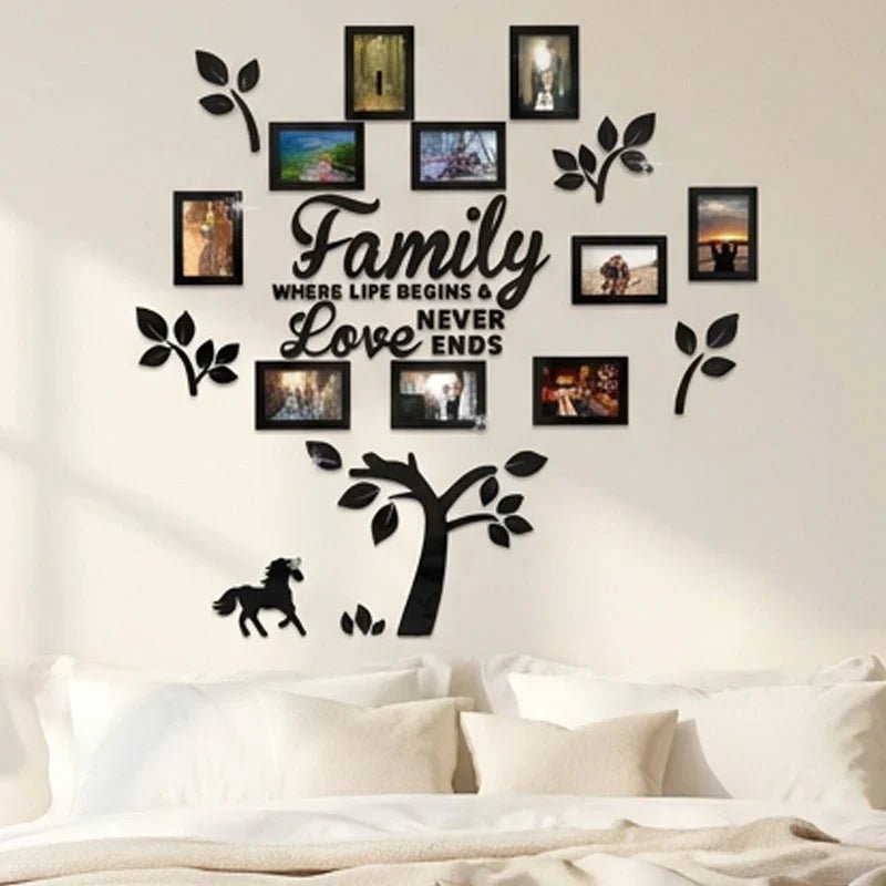 Fiora Family Tree Wall Art | 3D Acrylic Design with Integrated Photo Frames - Hartwella