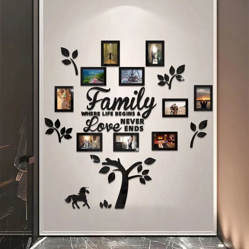 Fiora Family Tree Wall Art | 3D Acrylic Design with Integrated Photo Frames - Hartwella