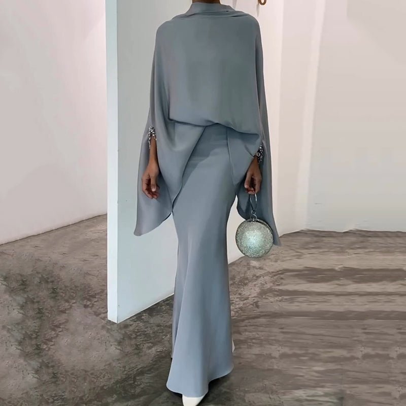 Fiora Two Piece Set | Irregular Top and Mid-Length Skirt, Comfortable Polyester Matching Set for Women - Hartwella