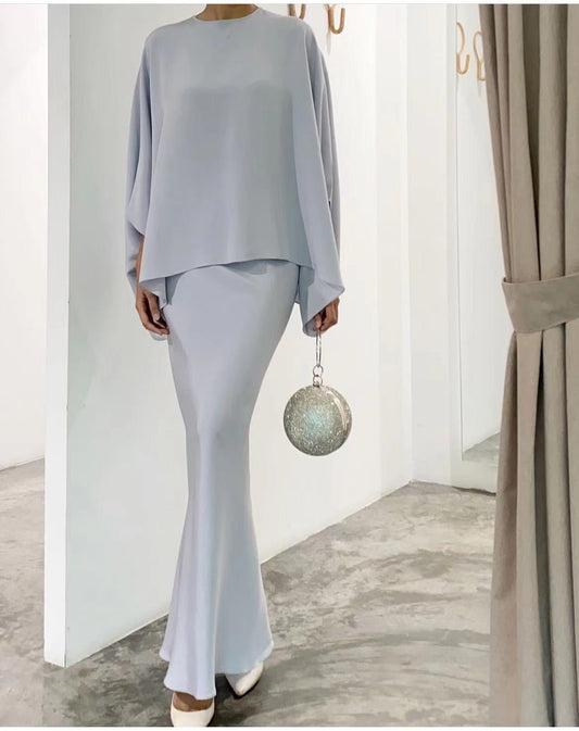 Fiora Two Piece Set | Irregular Top and Mid-Length Skirt, Comfortable Polyester Matching Set for Women - Hartwella
