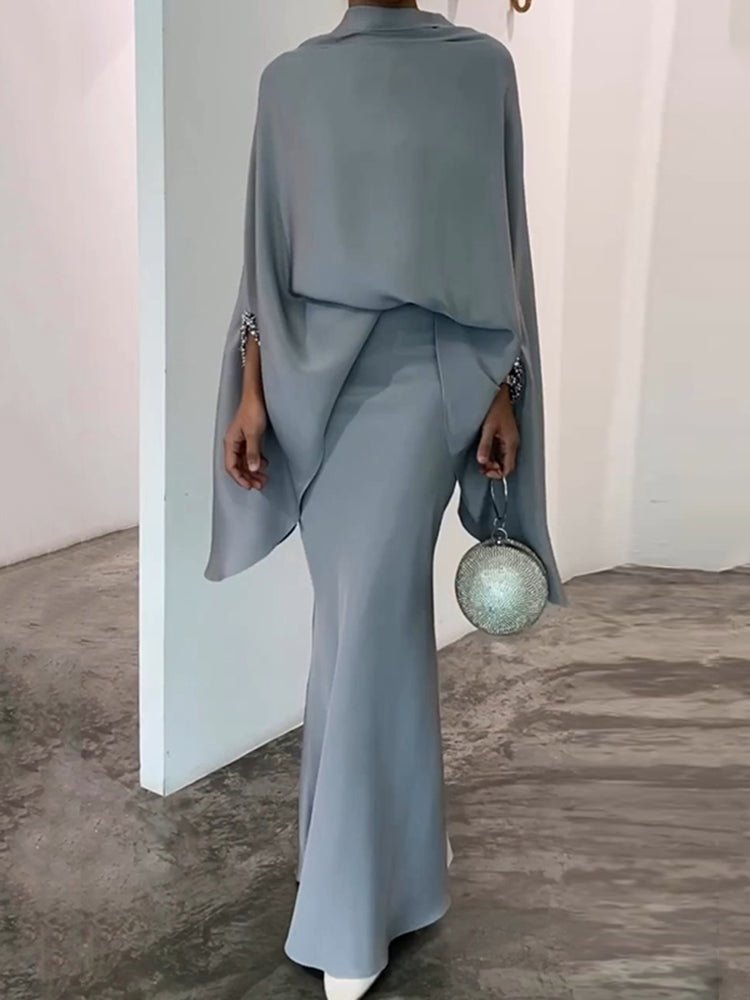 Fiora Two Piece Set | Irregular Top and Mid-Length Skirt, Comfortable Polyester Matching Set for Women - Hartwella