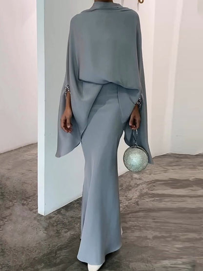 Fiora Two Piece Set | Irregular Top and Mid-Length Skirt, Comfortable Polyester Matching Set for Women - Hartwella