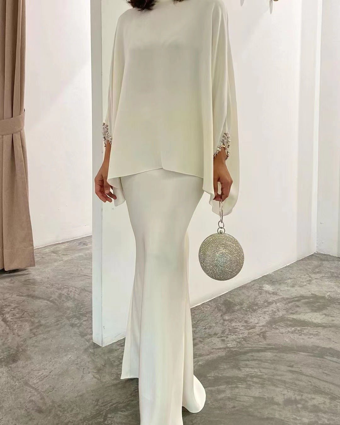Fiora Two Piece Set | Irregular Top and Mid-Length Skirt, Comfortable Polyester Matching Set for Women - Hartwella
