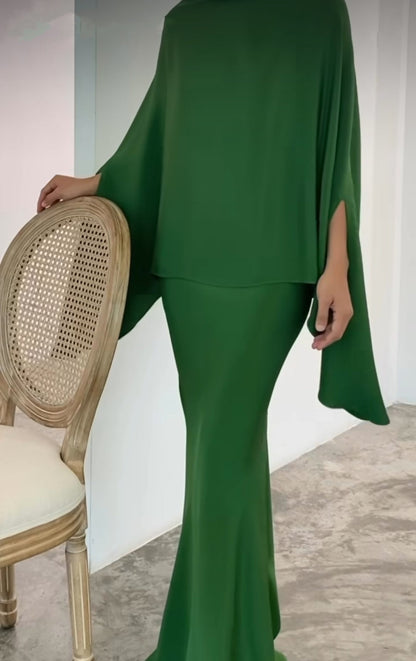 Fiora Two Piece Set | Irregular Top and Mid-Length Skirt, Comfortable Polyester Matching Set for Women - Hartwella