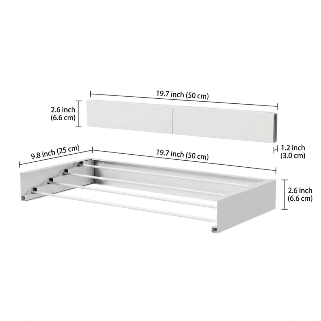 Fiora Wall-Mounted Drying Rack | Foldable Space-Saving Design for Clothes and Laundry - Hartwella