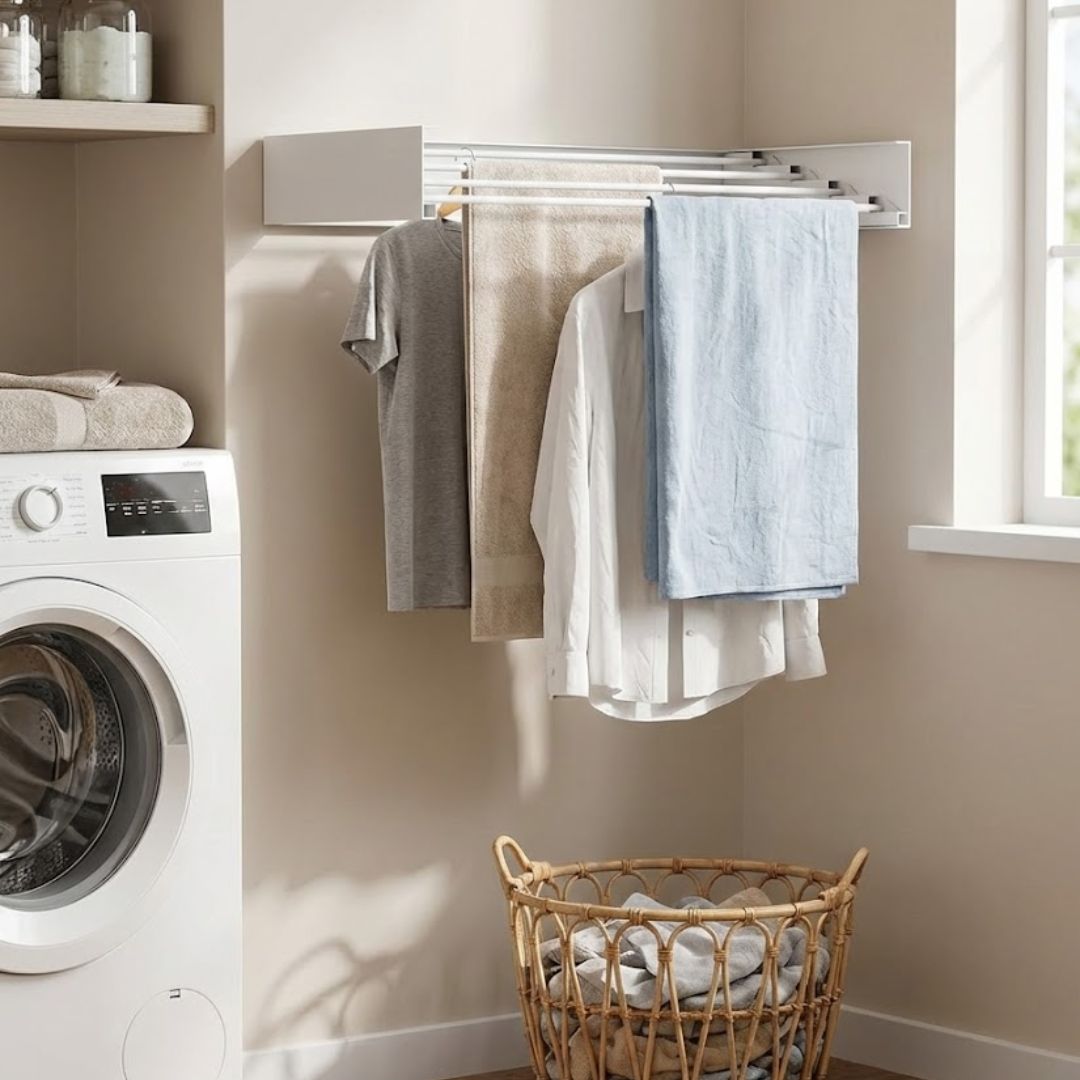Fiora Wall-Mounted Drying Rack | Foldable Space-Saving Design for Clothes and Laundry - Hartwella