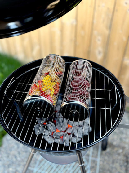 FlareRoll Rolling Basket Handle | Durable Stainless Steel, Wooden Handles - Hartwella