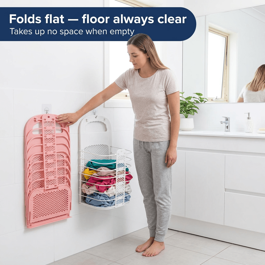 Flectra Laundry Basket | Foldable, Wall-Mounted Space Saver - Hartwella