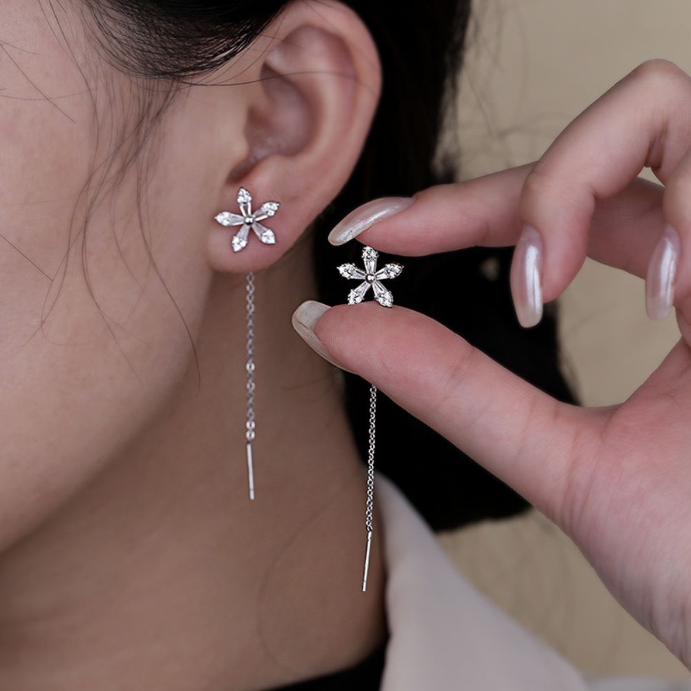 Fleur Diamond Earrings for Women | Dainty Floral Design, Gold - Plated - Hartwella