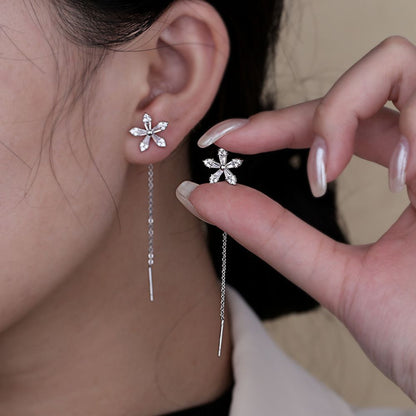 Fleur Diamond Earrings for Women | Dainty Floral Design, Gold - Plated - Hartwella