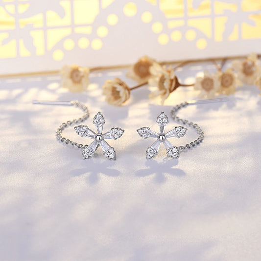 Fleur Diamond Earrings for Women | Dainty Floral Design, Gold - Plated - Hartwella