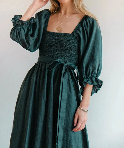 Fleur Multi - Wear Dress | Reversible, Cotton, Lantern Sleeves, Perfect for Summer and Cocktail Events - Hartwella