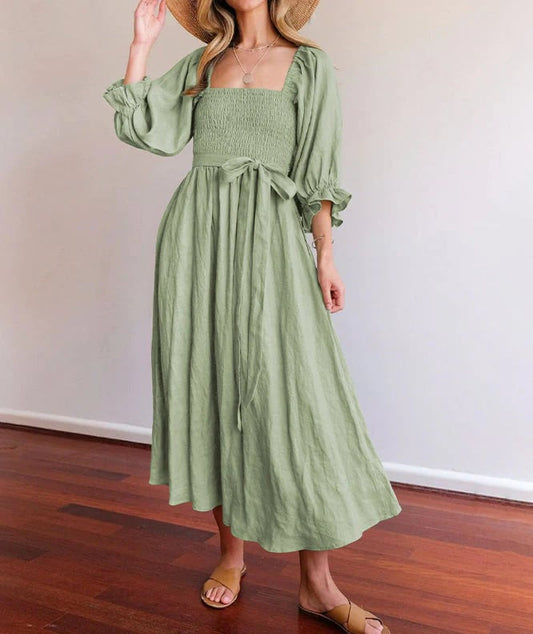 Fleur Multi - Wear Dress | Reversible, Cotton, Lantern Sleeves, Perfect for Summer and Cocktail Events - Hartwella
