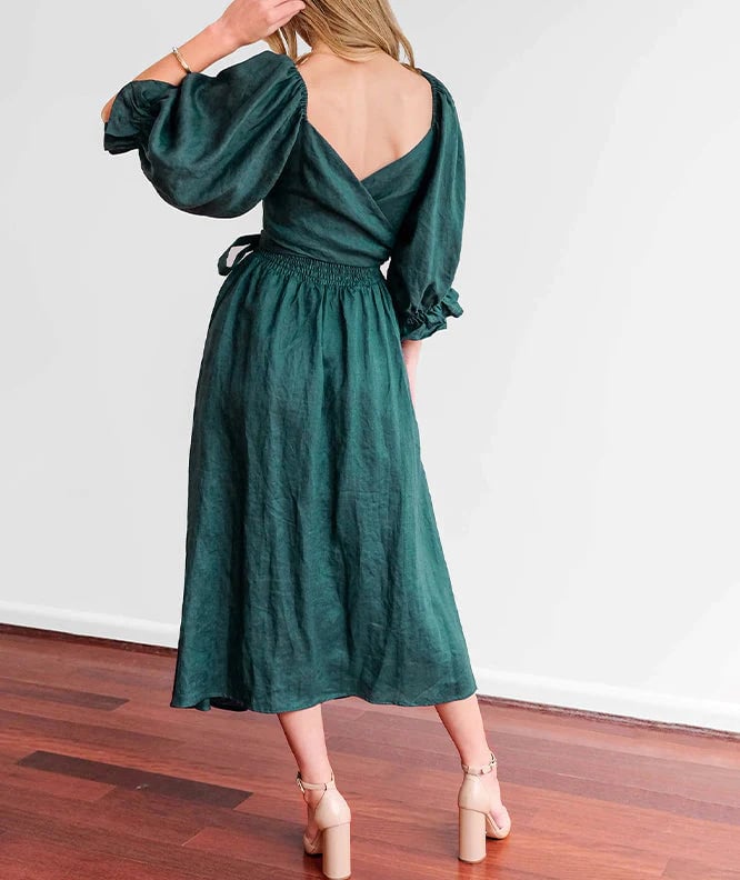 Fleur Multi - Wear Dress | Reversible, Cotton, Lantern Sleeves, Perfect for Summer and Cocktail Events - Hartwella