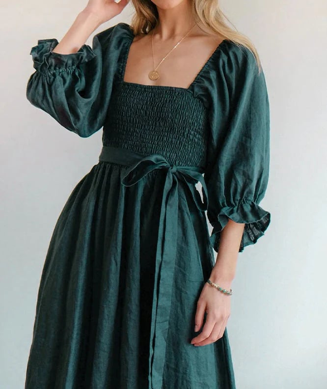 Fleur Multi - Wear Dress | Reversible Cotton, Lantern Sleeves, Wedding Guest & Summer Dress - Hartwella