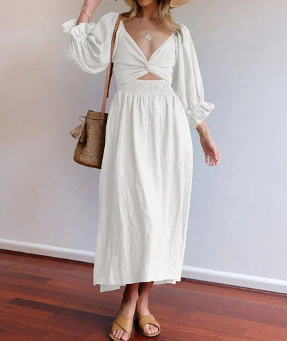 Fleur Multi - Wear Dress | Reversible Cotton, Lantern Sleeves, Wedding Guest & Summer Dress - Hartwella