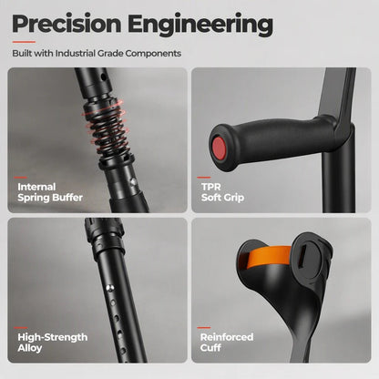 Flexi Folding Crutches | Shock Absorbing, Non-Slip, Adjustable Aluminum - Hartwella
