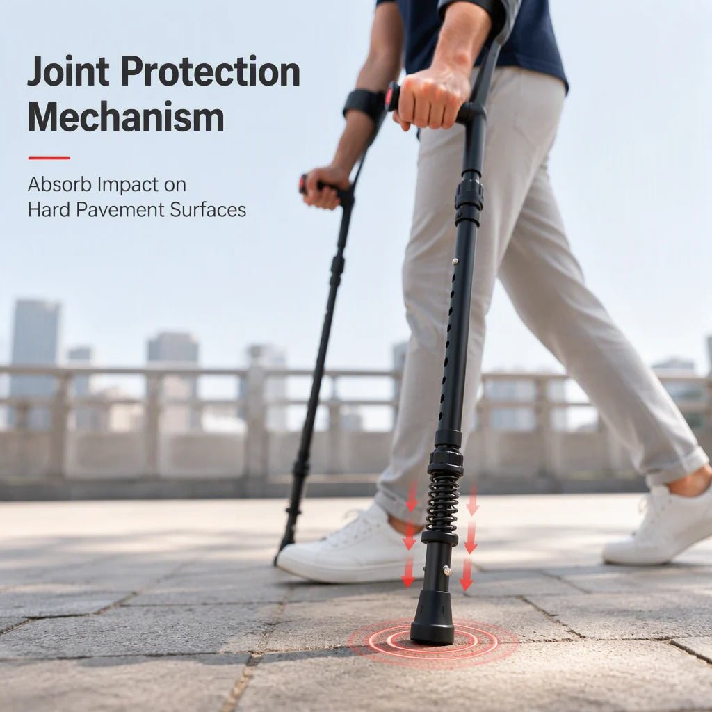 Flexi Folding Crutches | Shock Absorbing, Non-Slip, Adjustable Aluminum - Hartwella