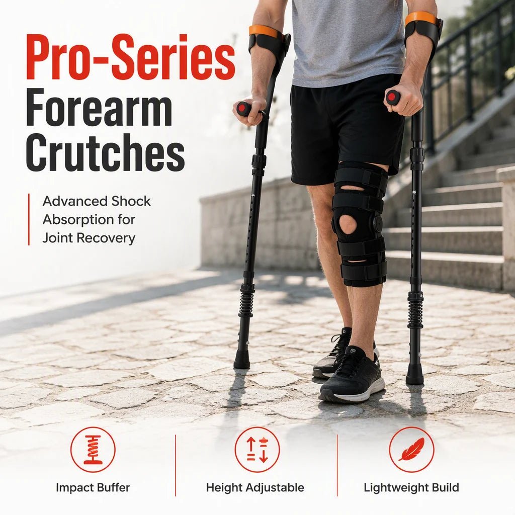 Flexi Folding Crutches | Shock Absorbing, Non-Slip, Adjustable Aluminum - Hartwella