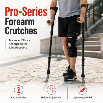 Flexi Folding Crutches | Shock Absorbing, Non-Slip, Adjustable Aluminum - Hartwella